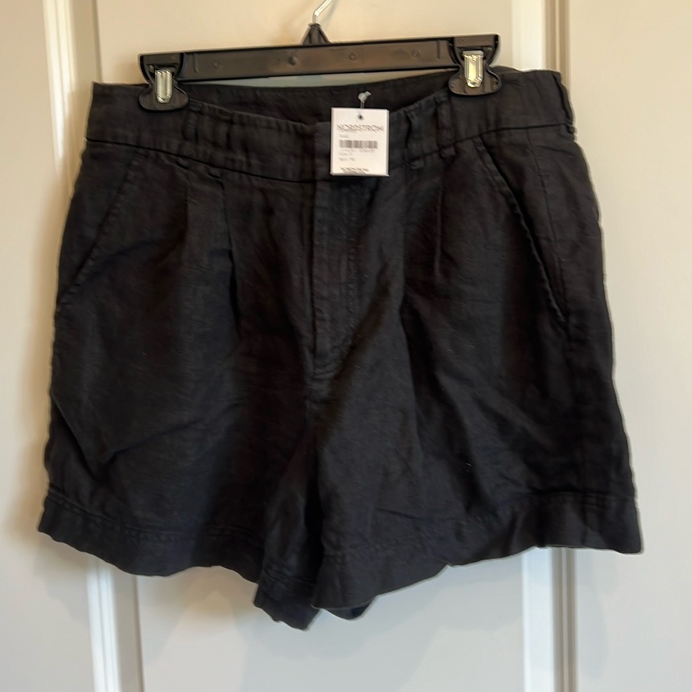 Free People Black Linen Shorts Sz 8 NWT